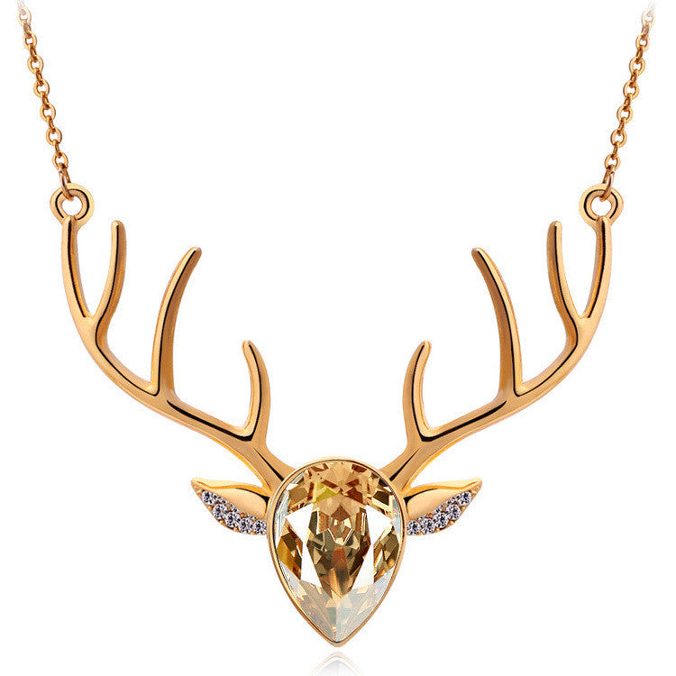 Rhinestone Crystal Deer Necklace