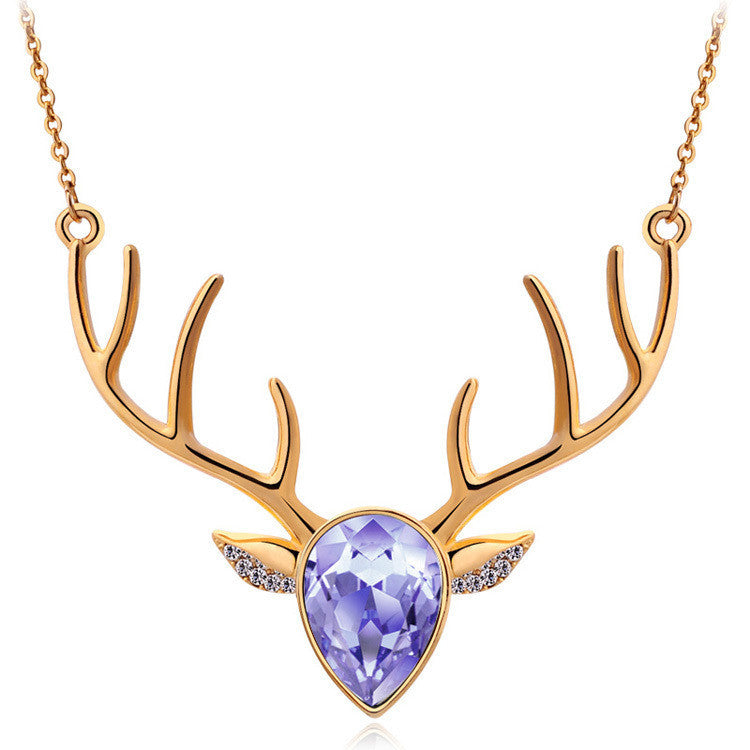 Rhinestone Crystal Deer Necklace