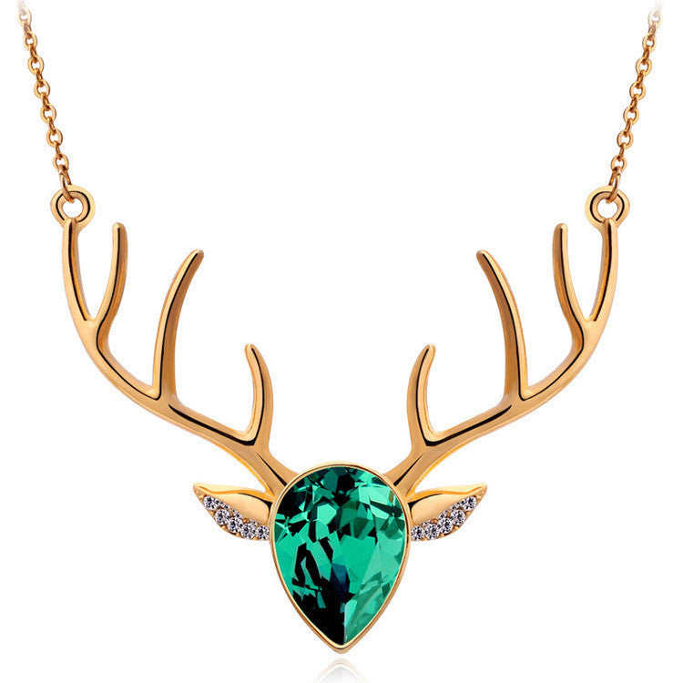 Rhinestone Crystal Deer Necklace